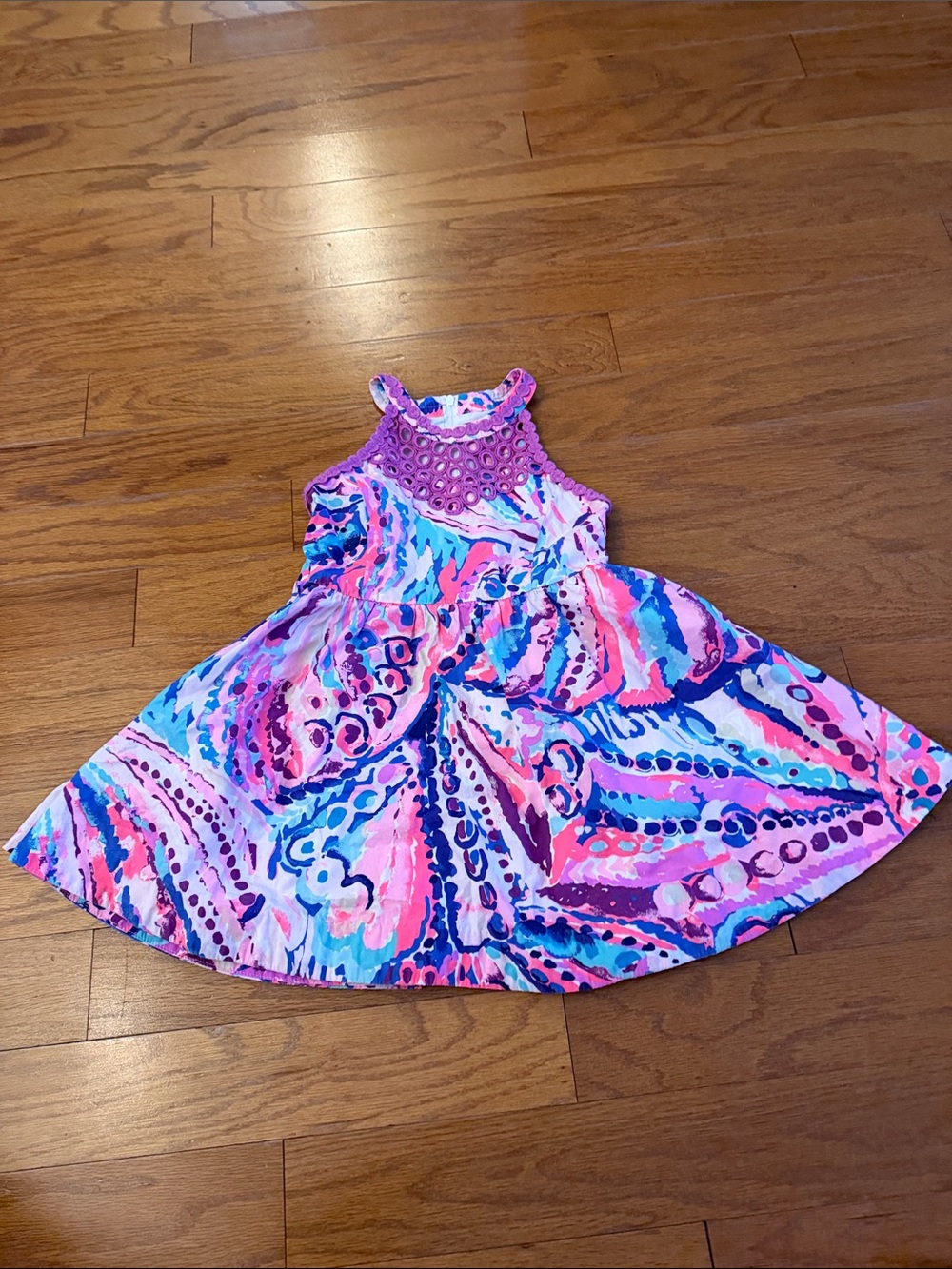 Lilly Pulitzer Pink Purple Multi Swirl Print Girls Dress